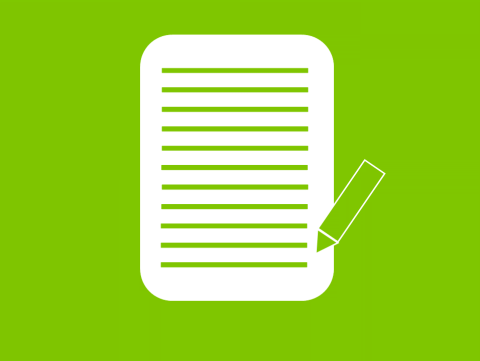Hierbei handelt es sich um ein Symbol für das Online-Formular. Es ist ein Antrag mit Stift zu sehen.
